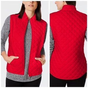 Bright Red Quilted Puffer Vest Size Medium